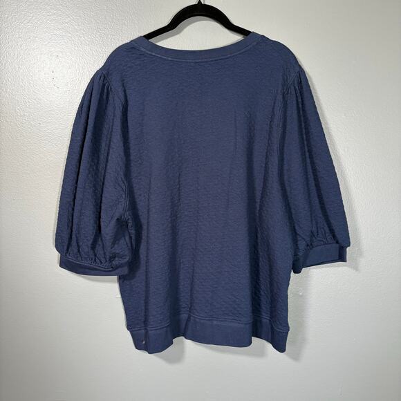 Time & Tru Blue Quilted Cottagecore Cozy Sweater - XXL (20) - Women's Plus Size - Picture 6 of 6